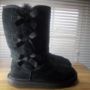 Koolaburra UGG Women's 8 Victoria Tall Boots Bows 1015875 Suede Triple Black